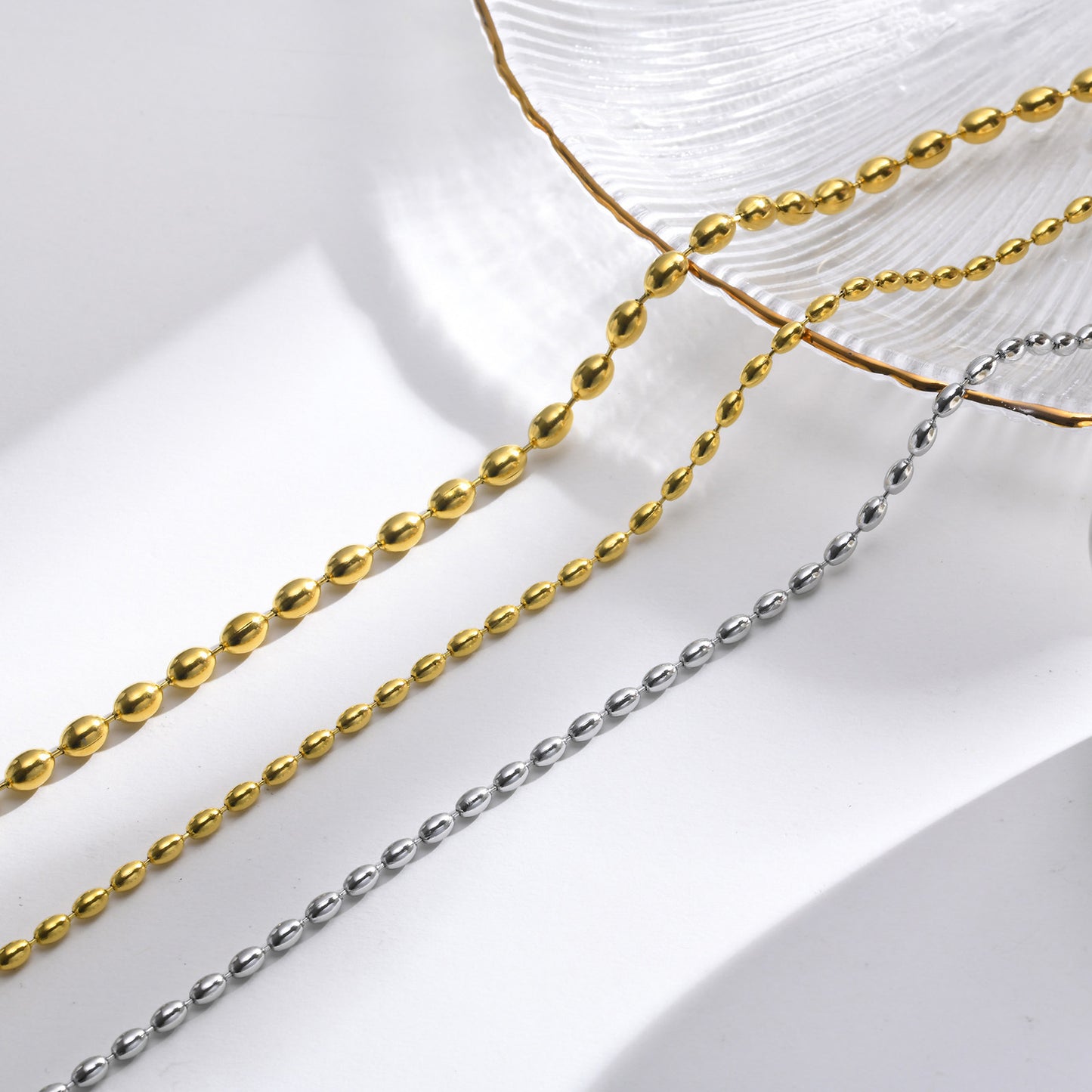 Women's Stainless Steel Beads Rugby Bead Simple Necklaces