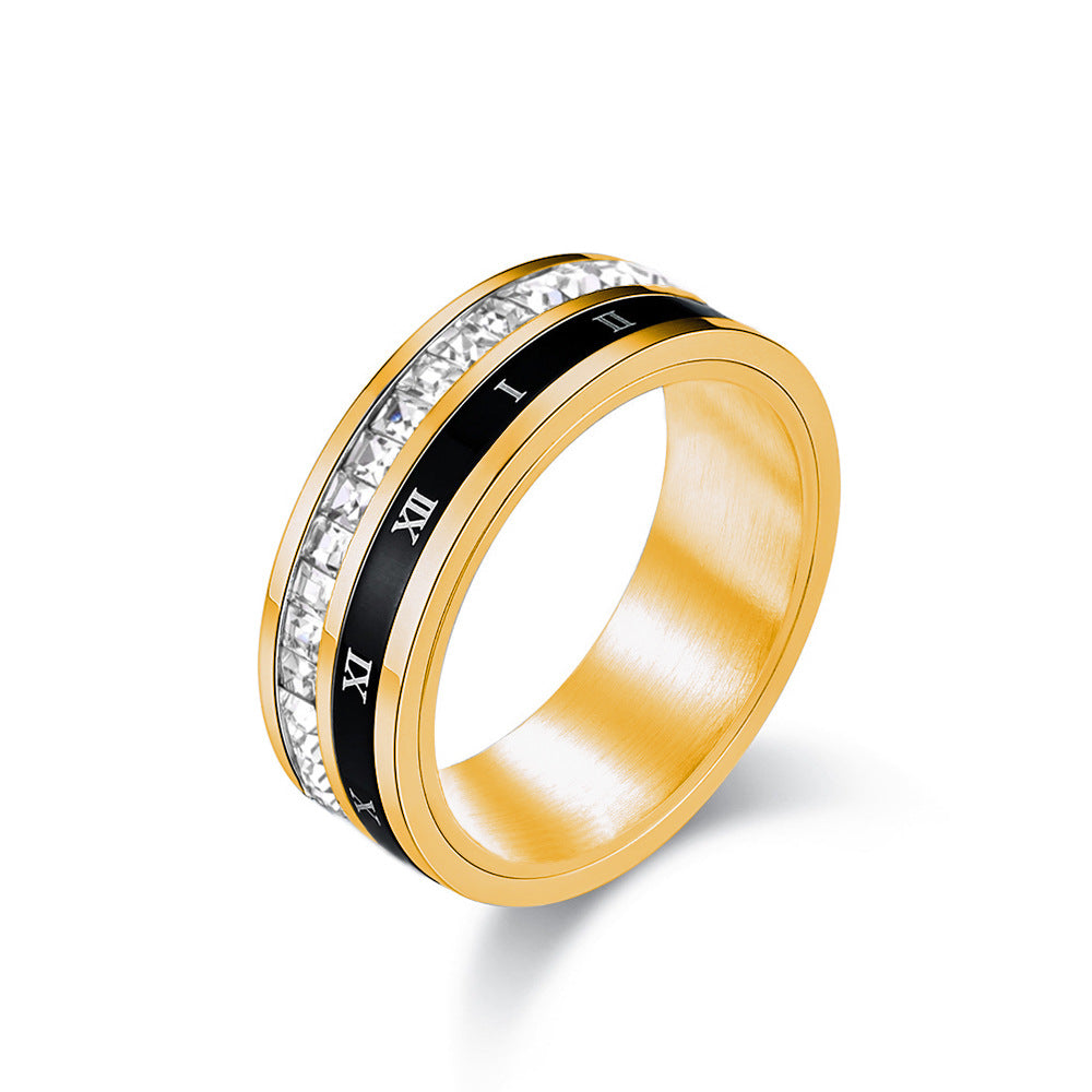 Luxury Style Full Square Diamond Roman Rings