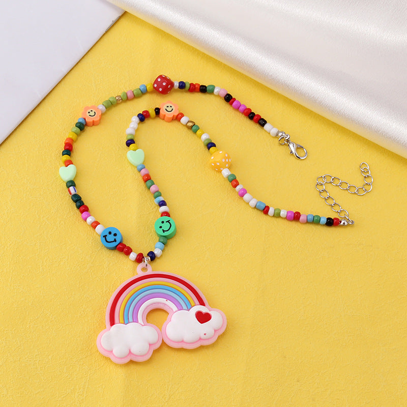 Hip Hop Dice Smiley Face Clavicle Chain Necklaces