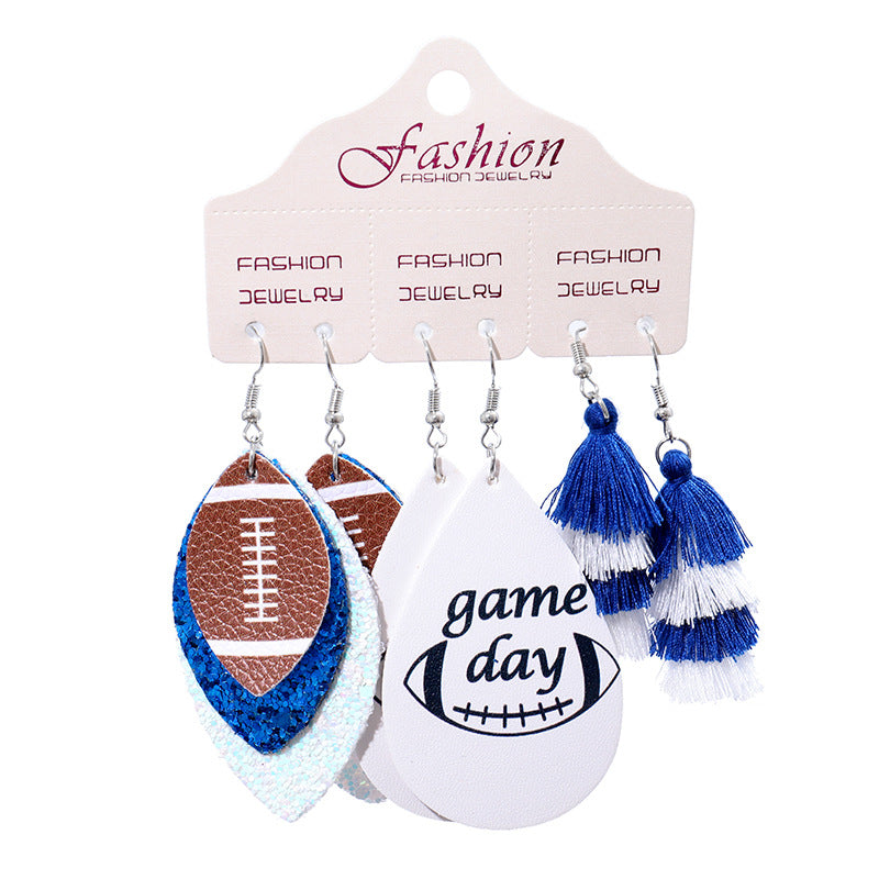 Suit Christmas Gift Football Rugby Softball Earrings