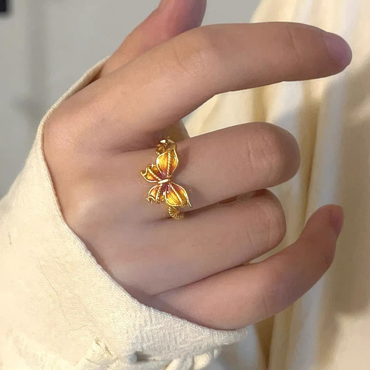 Female Adjustable Sweet Light Luxury Minority Rings