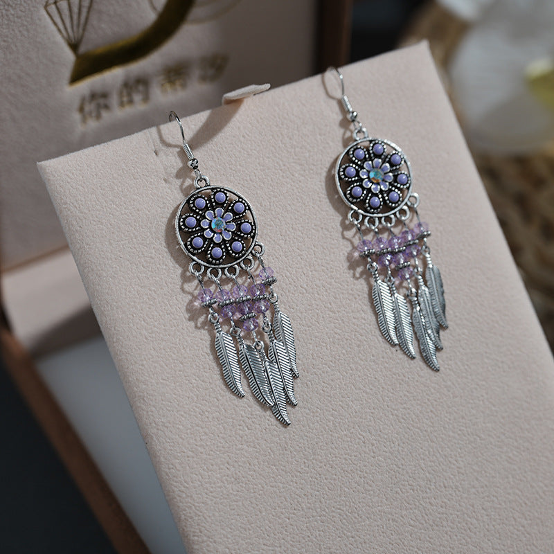 Personalized Pattern Enamel Retro Fashion Crystal Earrings