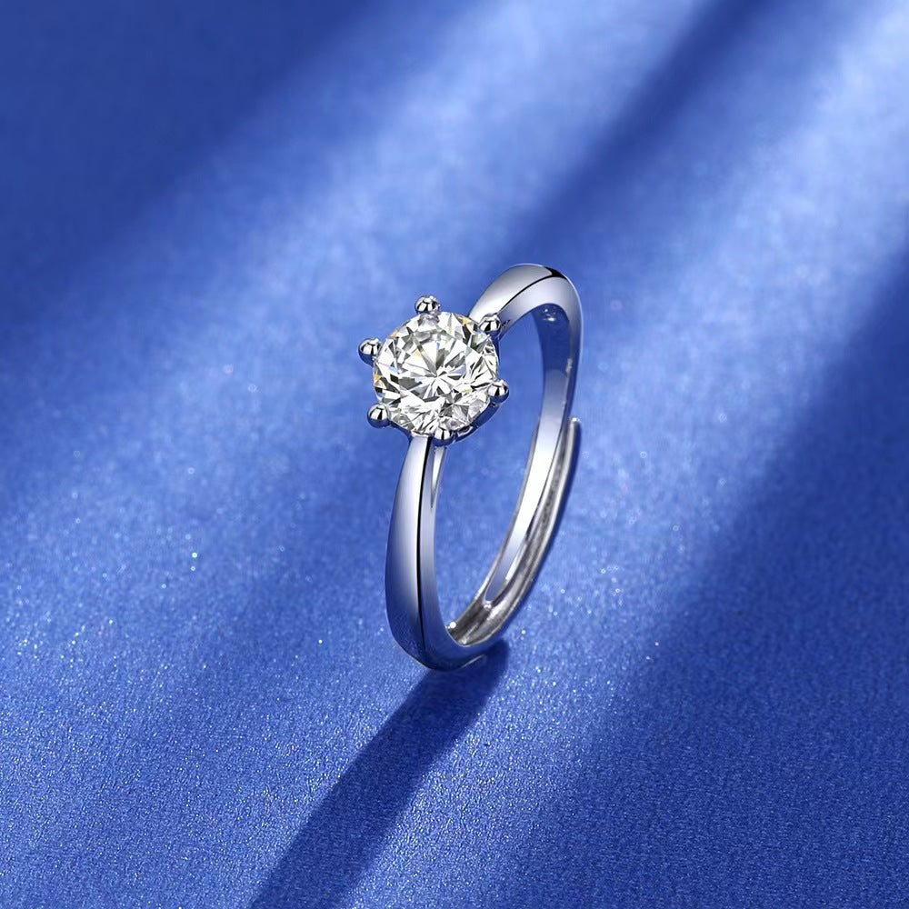 Live Broadcast Sier Moissanite Female Karat Rings