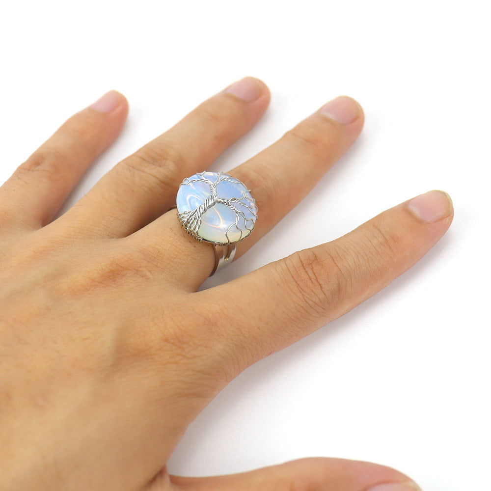 Handmade Winding Round Amethyst Lucky Tree Rings