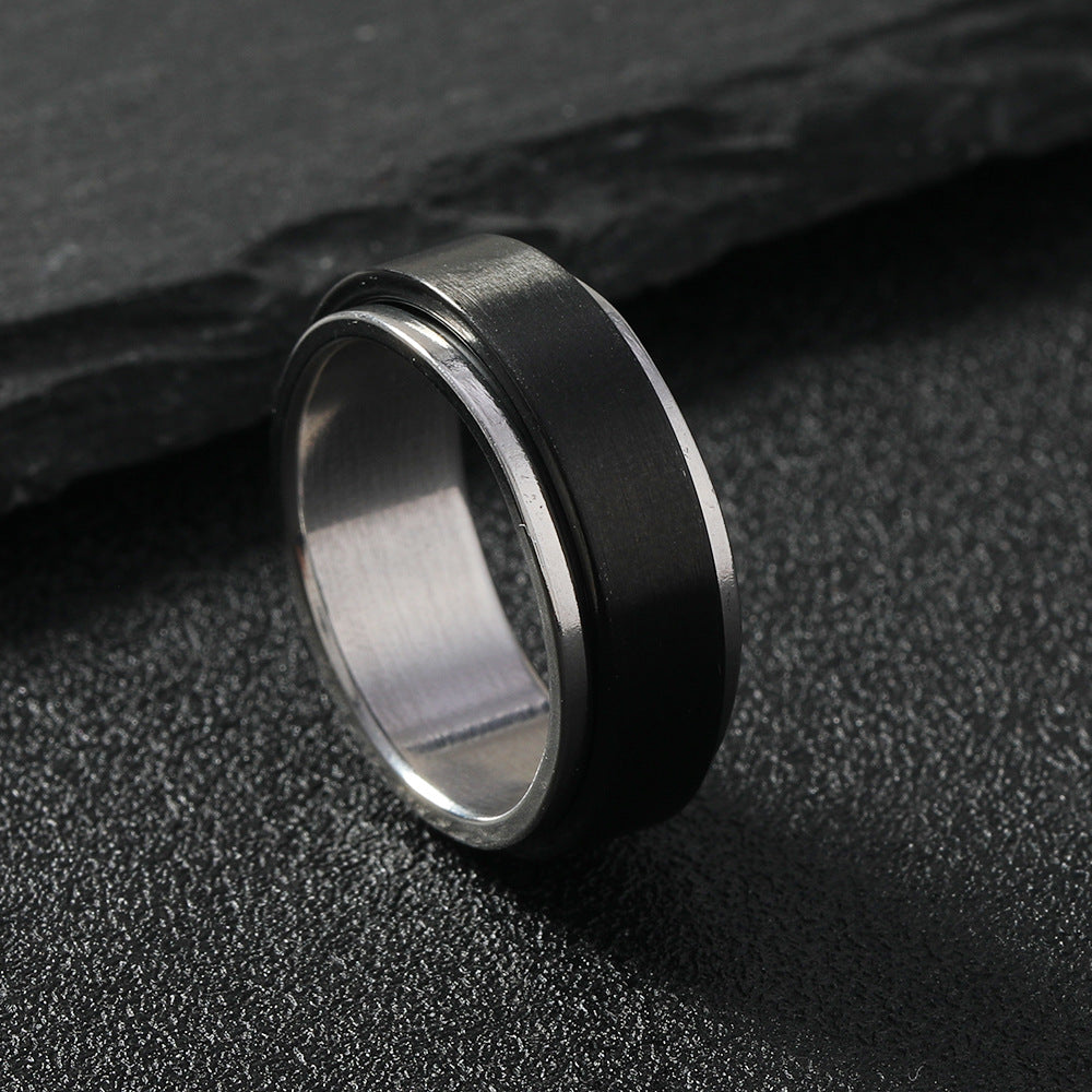 Men's Stylish Matte Stainless Steel Rotatable Decompression Rings