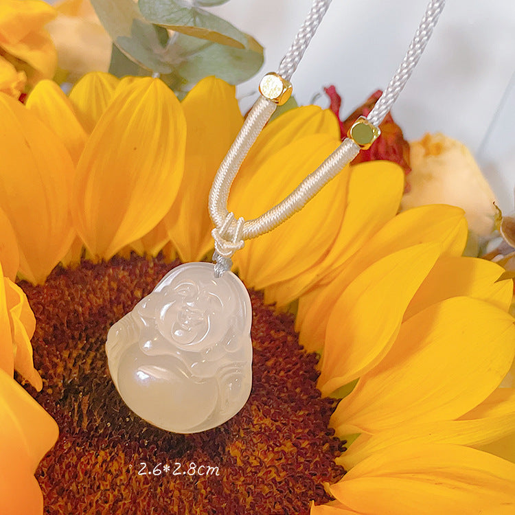 Buckle Chalcedony Fox Gourd Flower Moon Necklaces