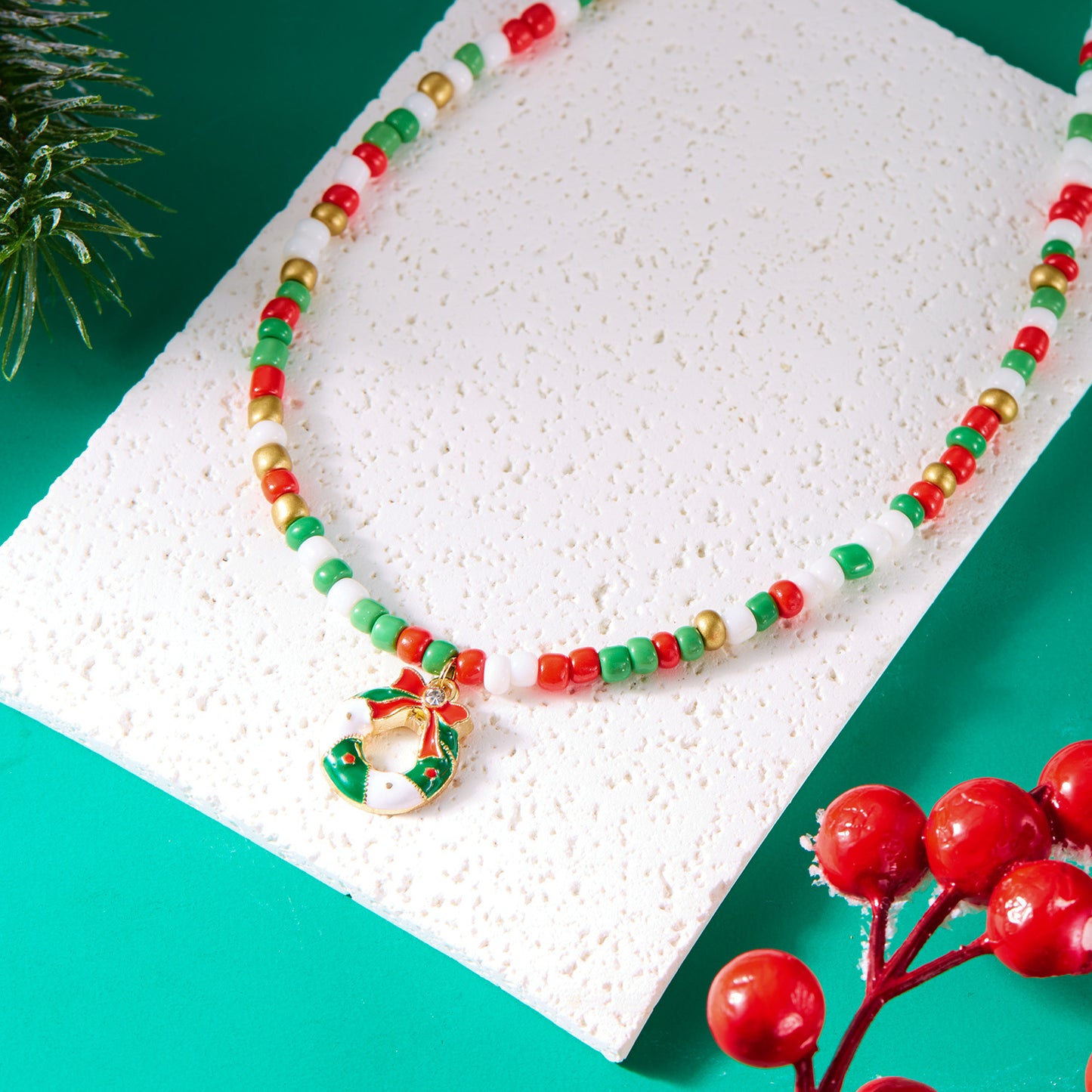 Women's Christmas Bead Fashion Santa Claus Tree Necklaces