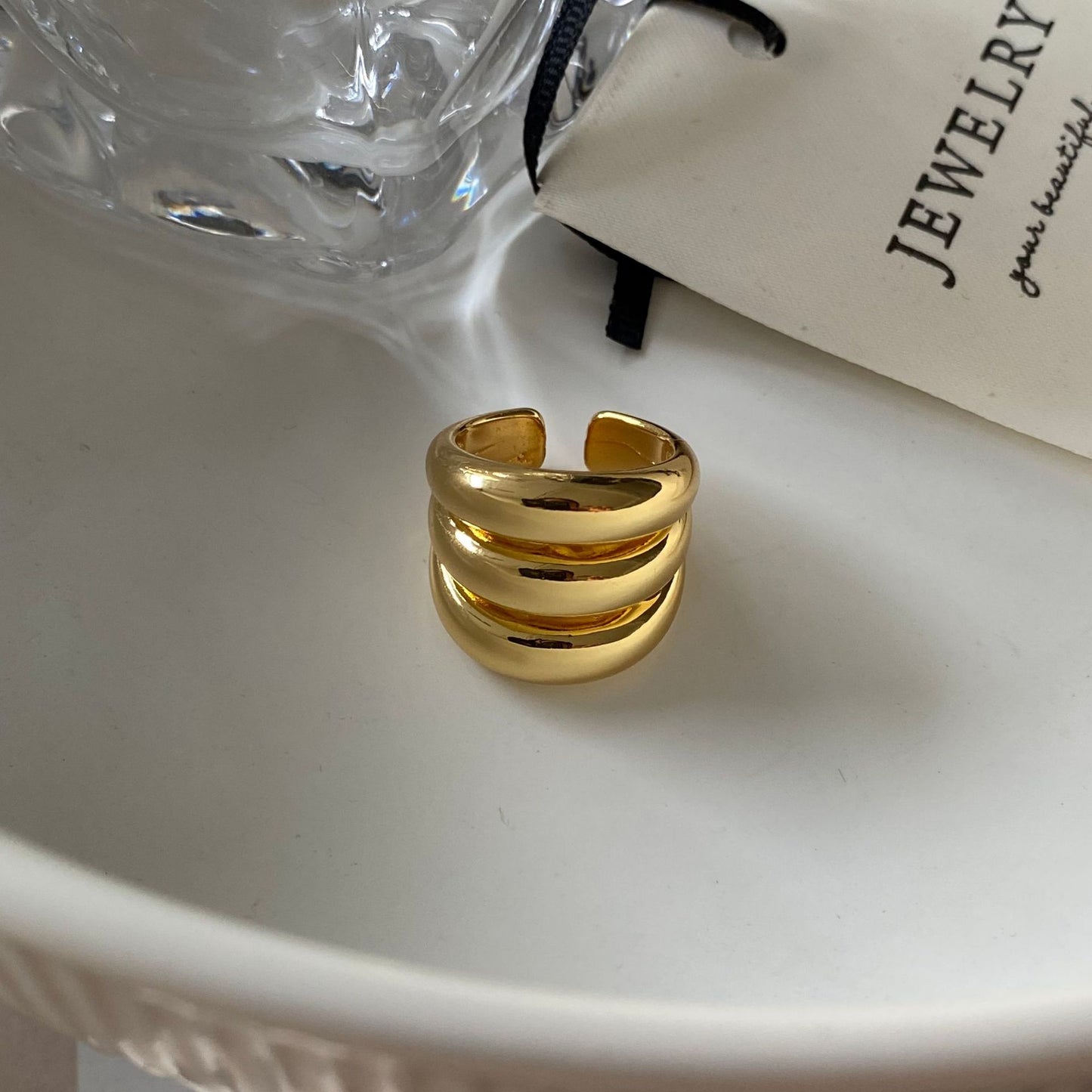 Women's Brass Real Gold Electroplated French Exaggerated Rings