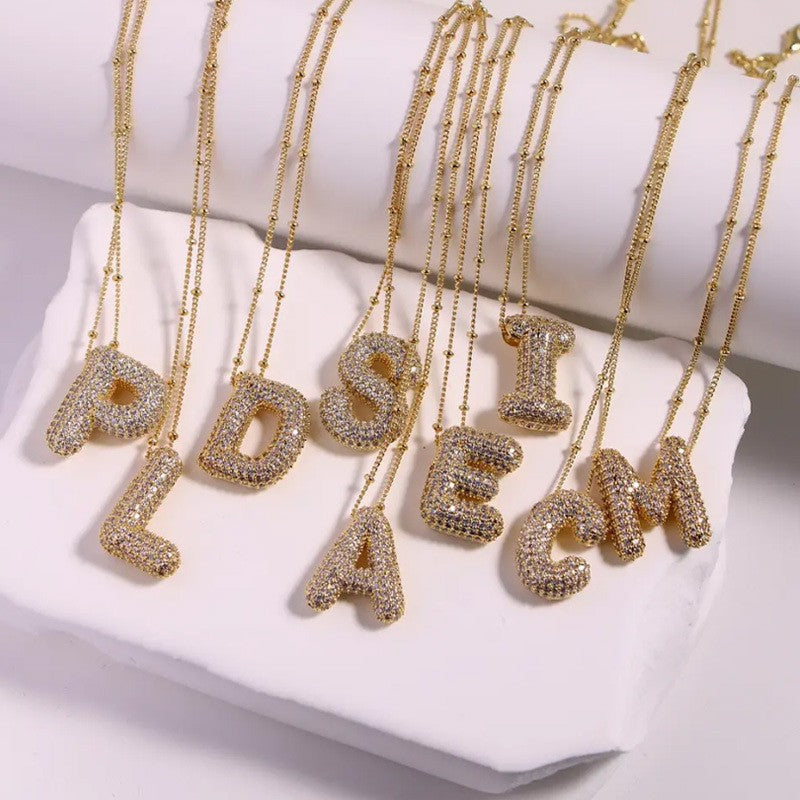 English Letter Copper Plated Gold Micro Pendants