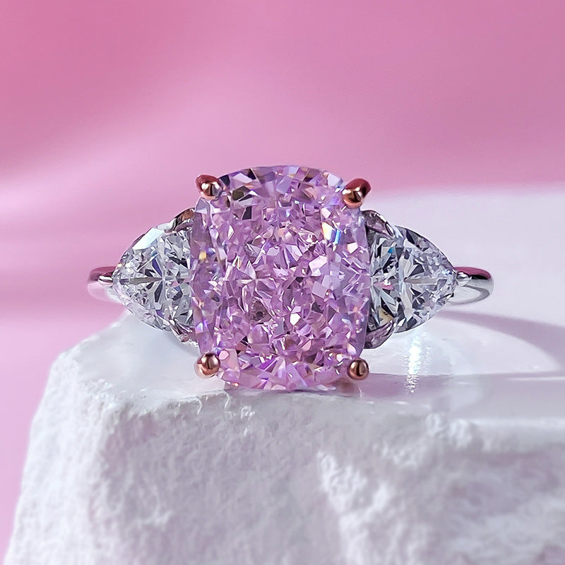 Women's Sier Imported High Carbon Rhinestone Diamond Rings