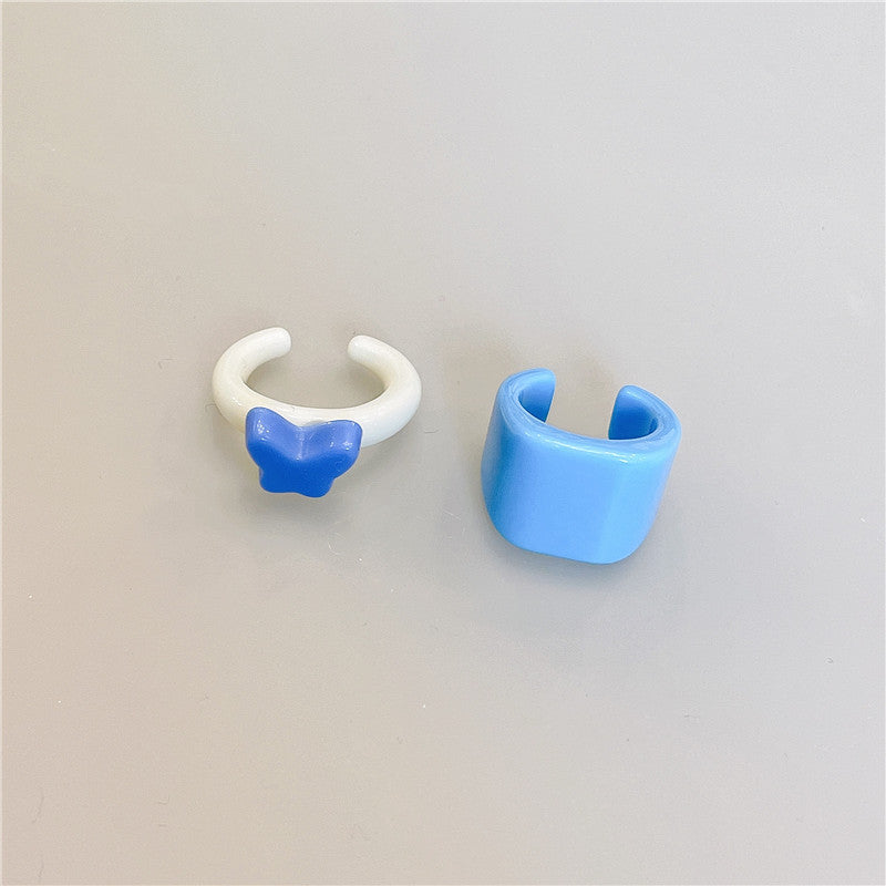 Retro Square Acrylic Geometric Resin Cold Wind Rings