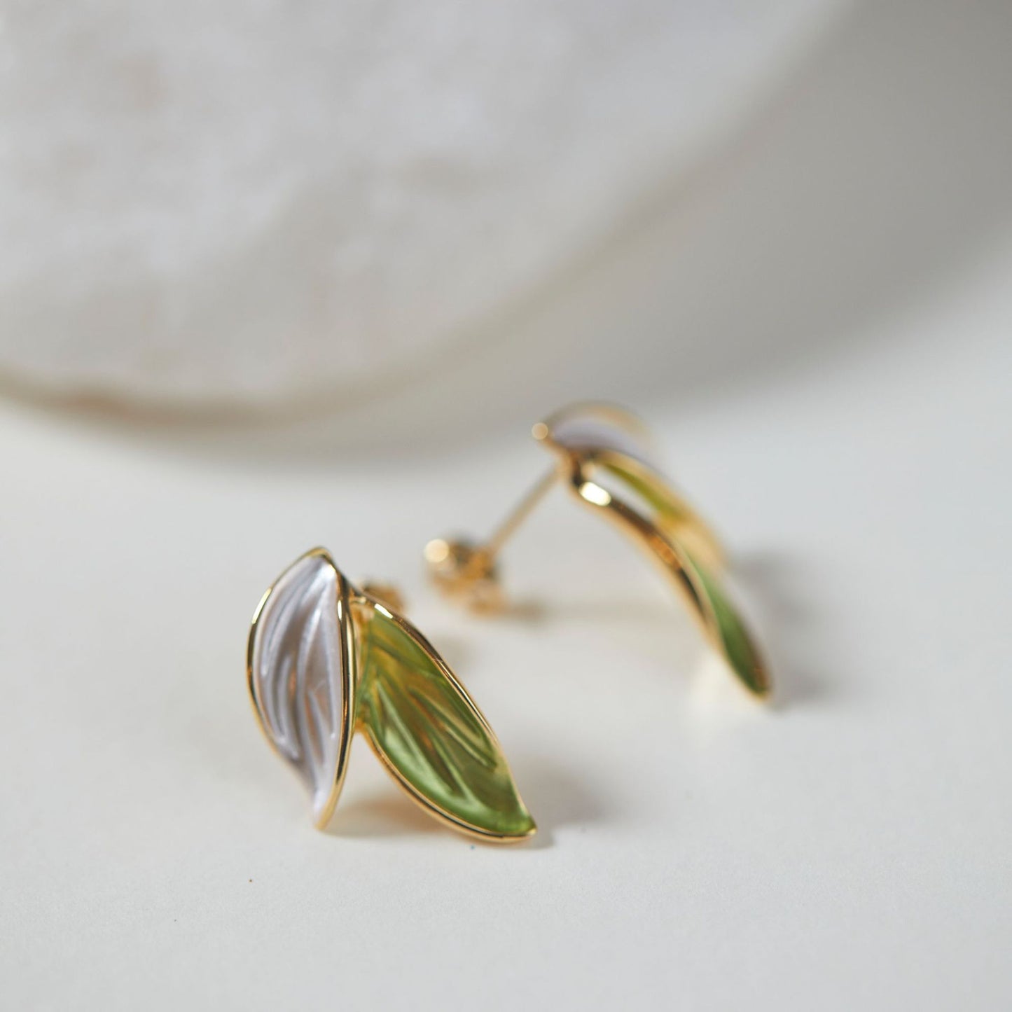 Fresh Mori Style Green Dripping Oil Ear Earrings