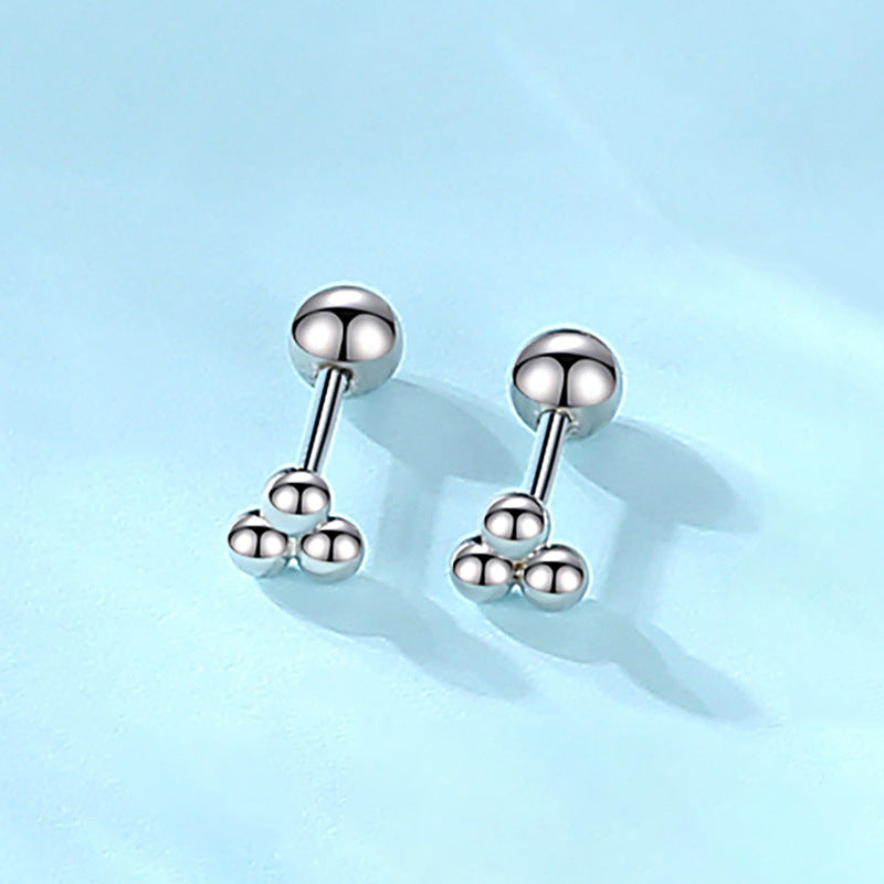 Sier Ball Ear Bone Geometric Simple Earrings