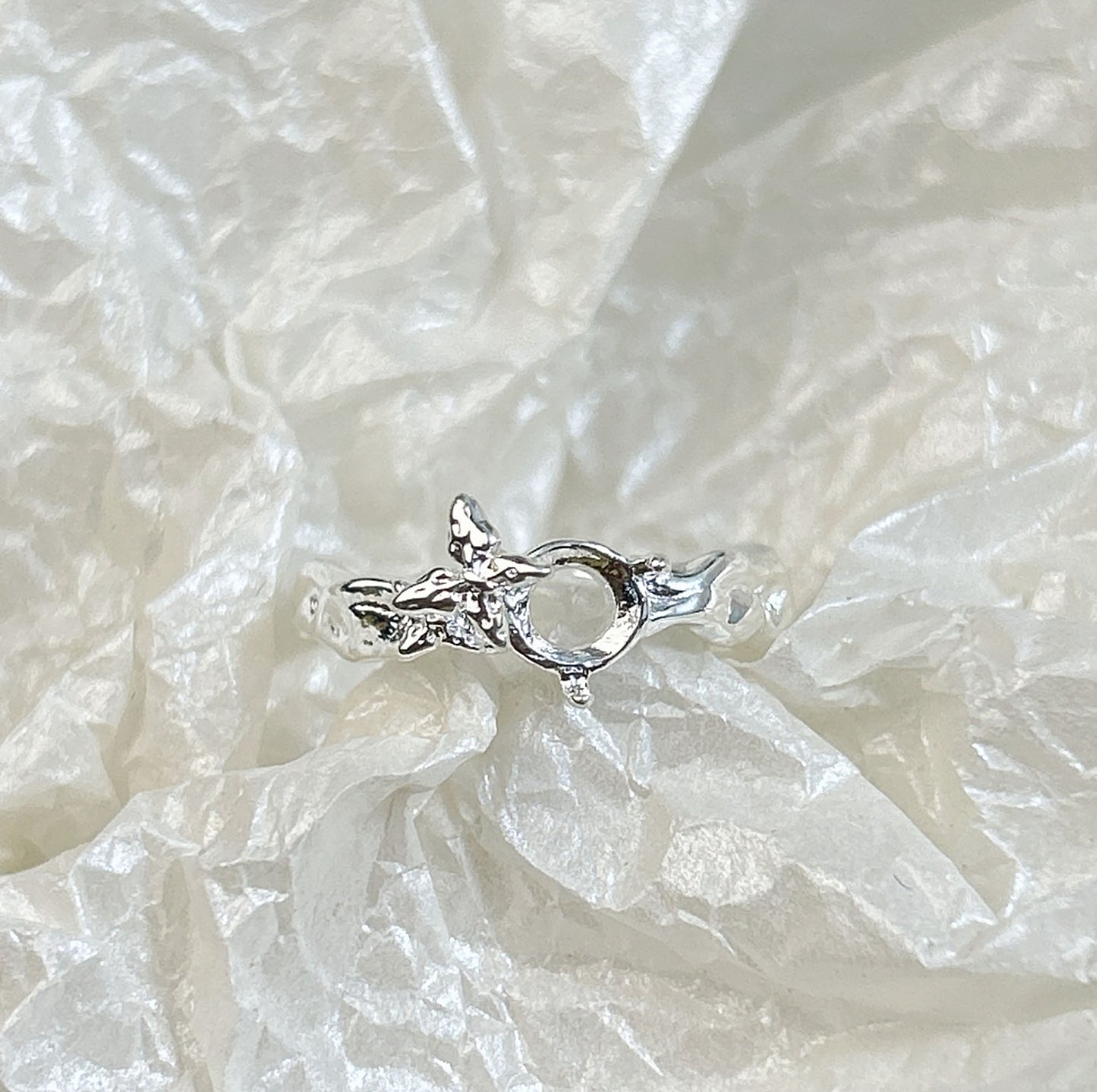 Setting Big Diamond Round Drip Love Open Mouth Inlaid Ring