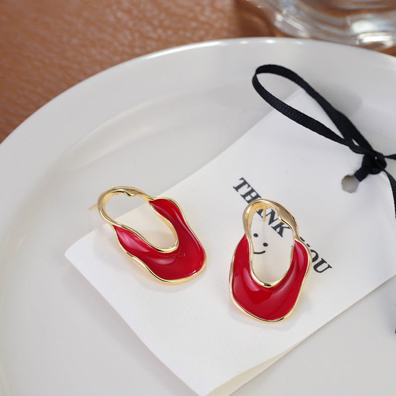 Irregular Dripping Oil Eardrop Elegant High-grade Light Earrings