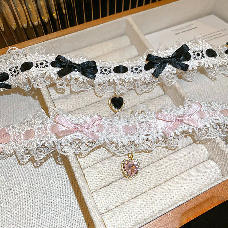 Women's Lace Woven Bow Diamond Love Stylish Necklaces
