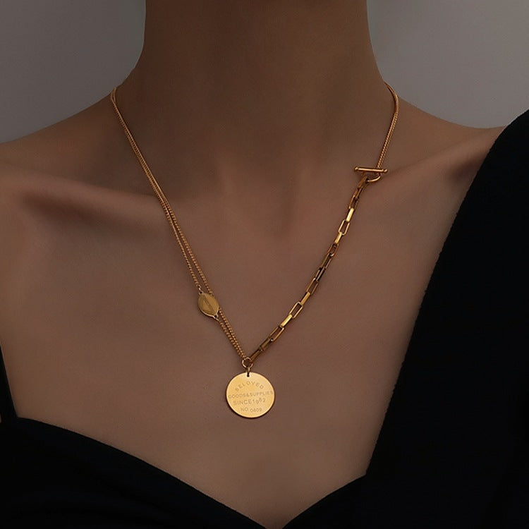 Women's Light Luxury Buckle Round Fashionable Temperament Clavicle Chain Necklaces