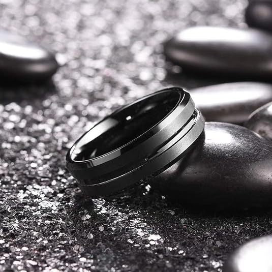 Men's Wedding Double Bevel Brushed Matte Simple Rings