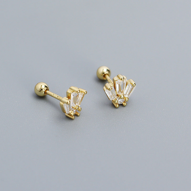 Piercing Ear Sier Ladder Square Zircon Earrings