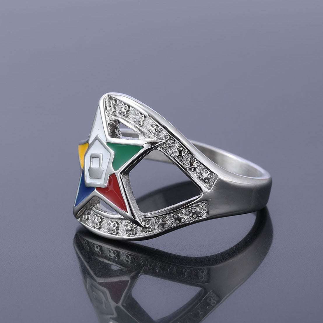 Women's & Men's Titanium Steel Epoxy Stainless Drop-shaped Five-pointed Rings