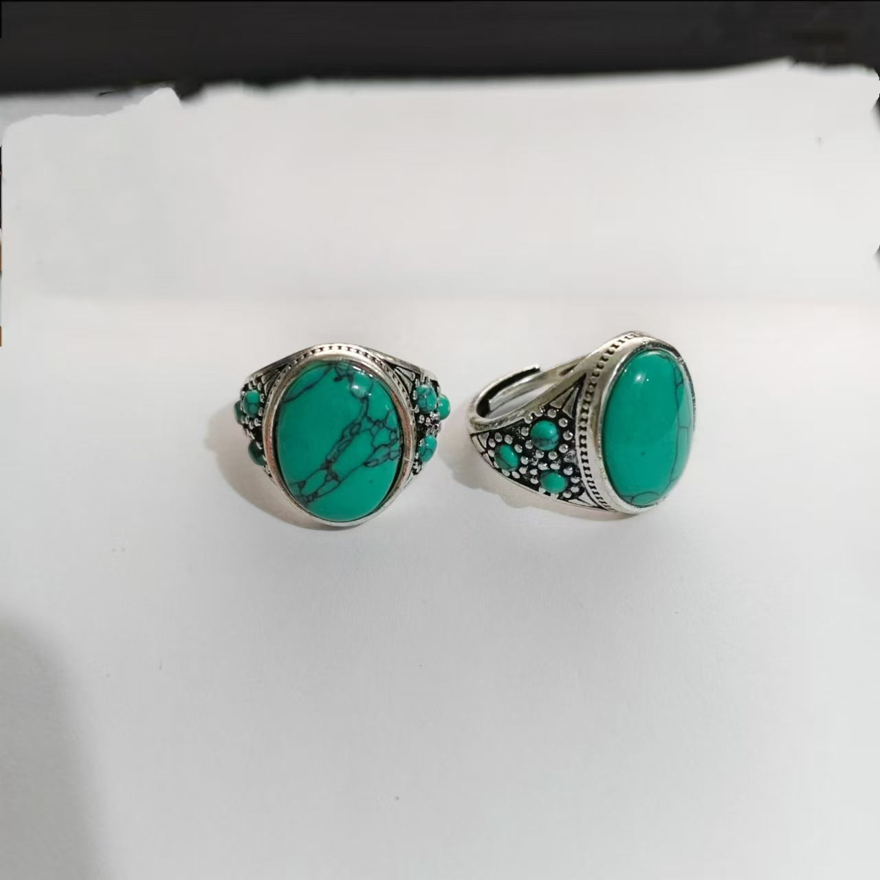 Unisex Imitation Turquoise Open Adjustable Ornament Rings