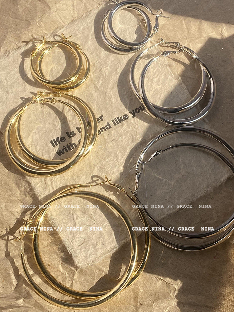 Waltz Metal Cold Style Simple Female Special Earrings