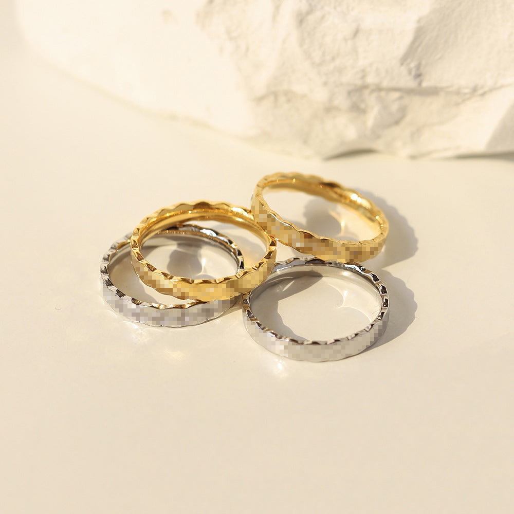 Women's Cross Small Titanium Steel Gold Plated Color Rings