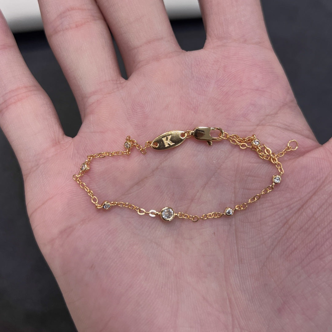 French Bubble Diamond Gold Plated Twin Bracelets