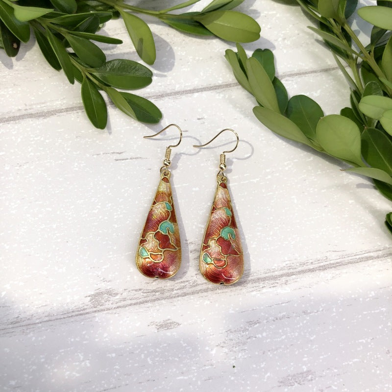 Women's Handmade Cloisonne Classical Simple Temperamental Water Earrings