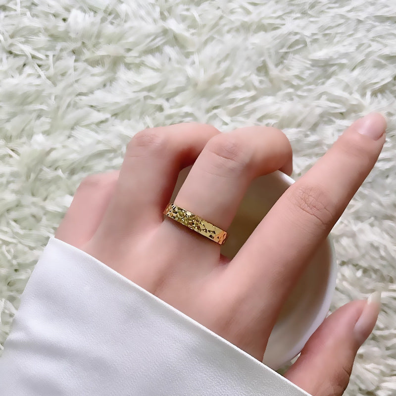 Water Ripple Handmade Hammer Texture Indifference Rings