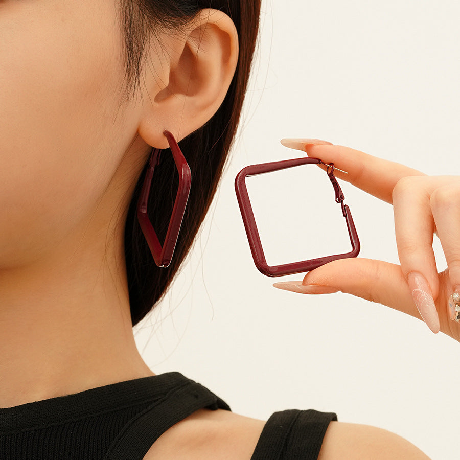 Women's Heart Flowers Geometric Sier Pin Simple Niche Temperament Earrings