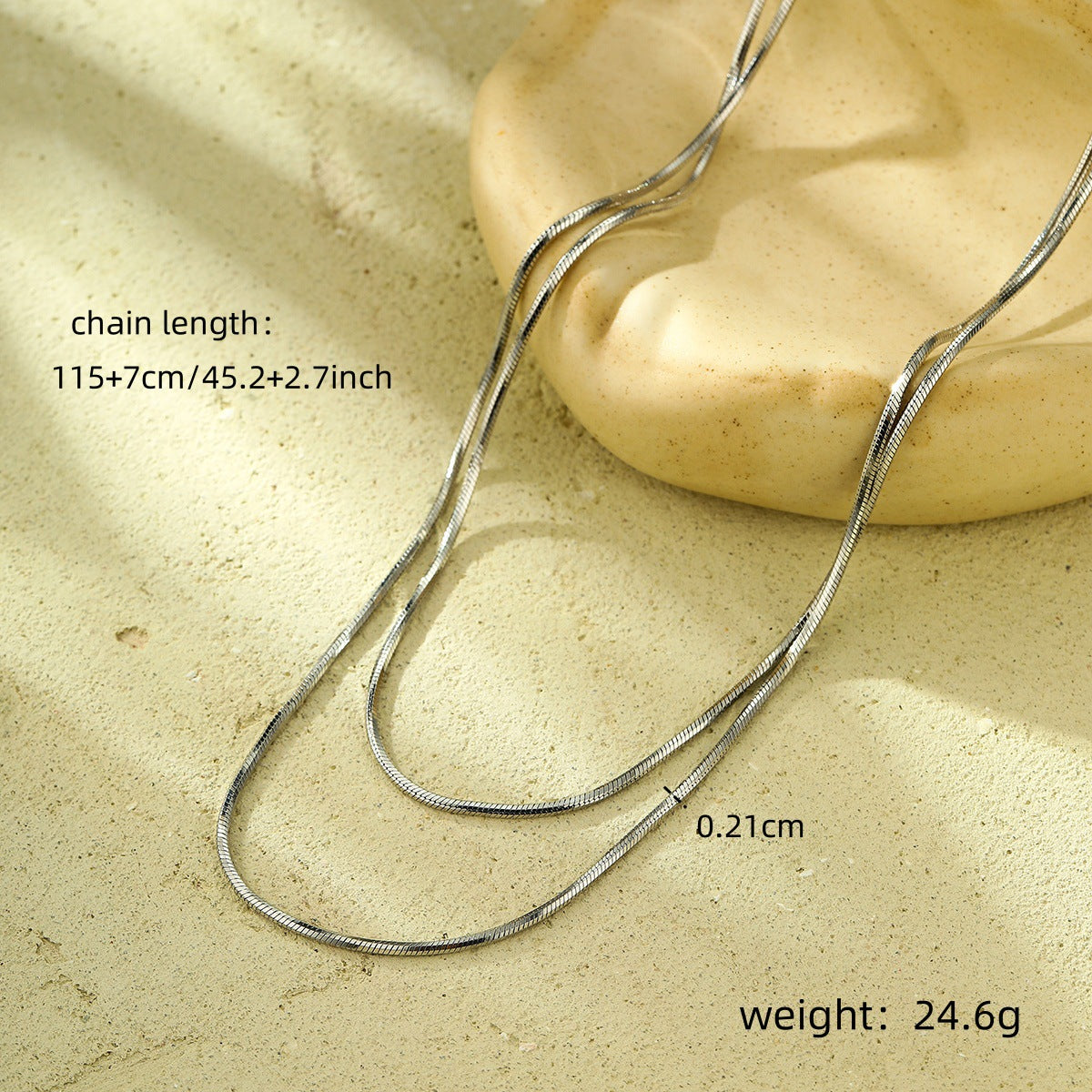 Women's Niche Design Long Twin Titanium Steel Gold Light Necklaces