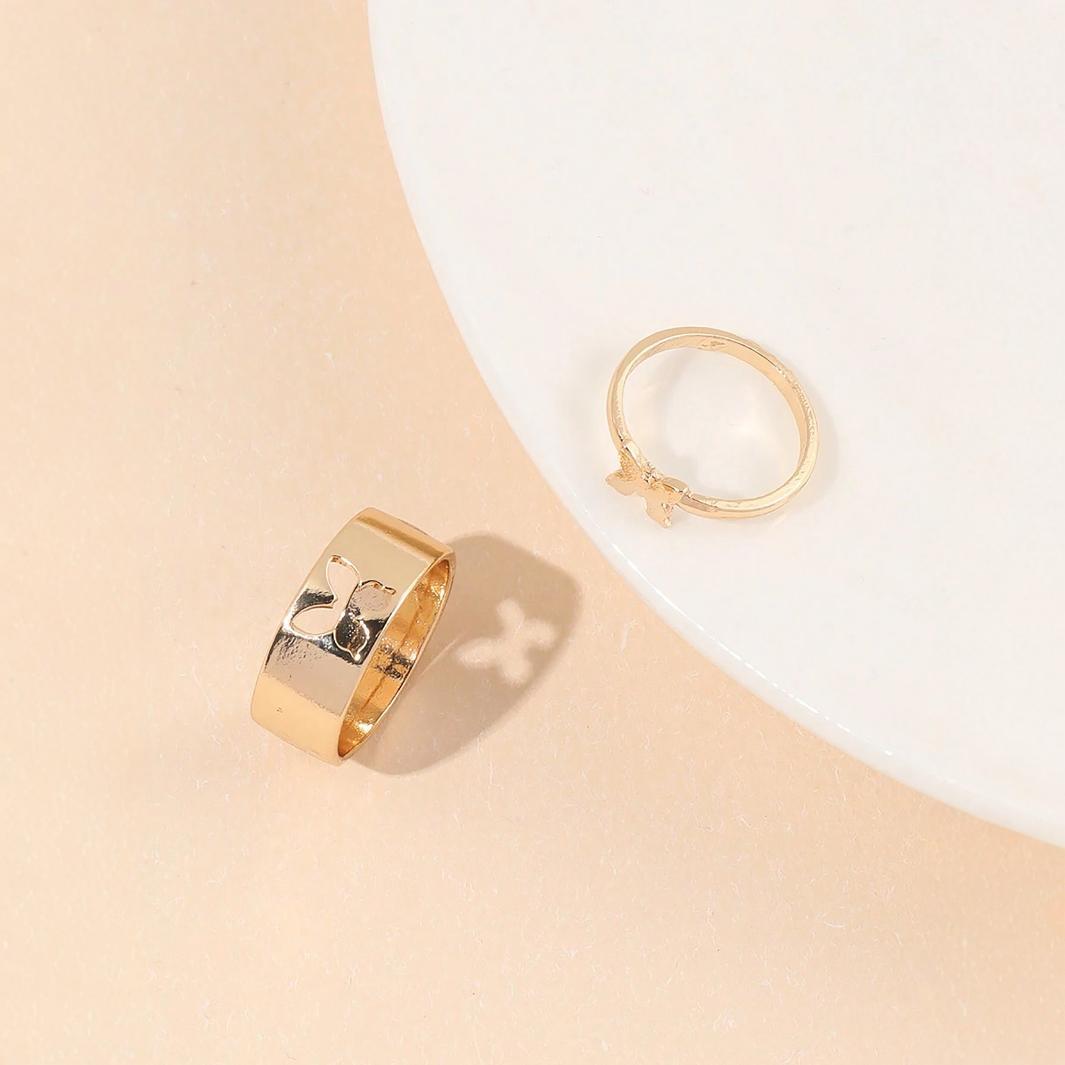 Women's Butterfly Suit Simple Cold Style Couple Love Rings