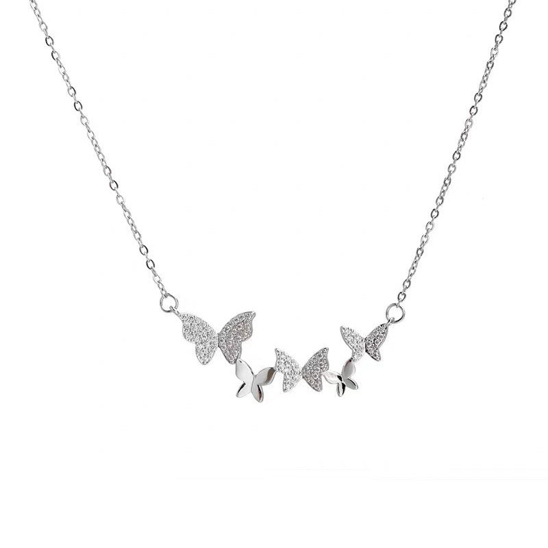 Women's Flash Butterfly Korean Light Luxury Temperament Versatile High-grade Zircon Clavicle Necklace