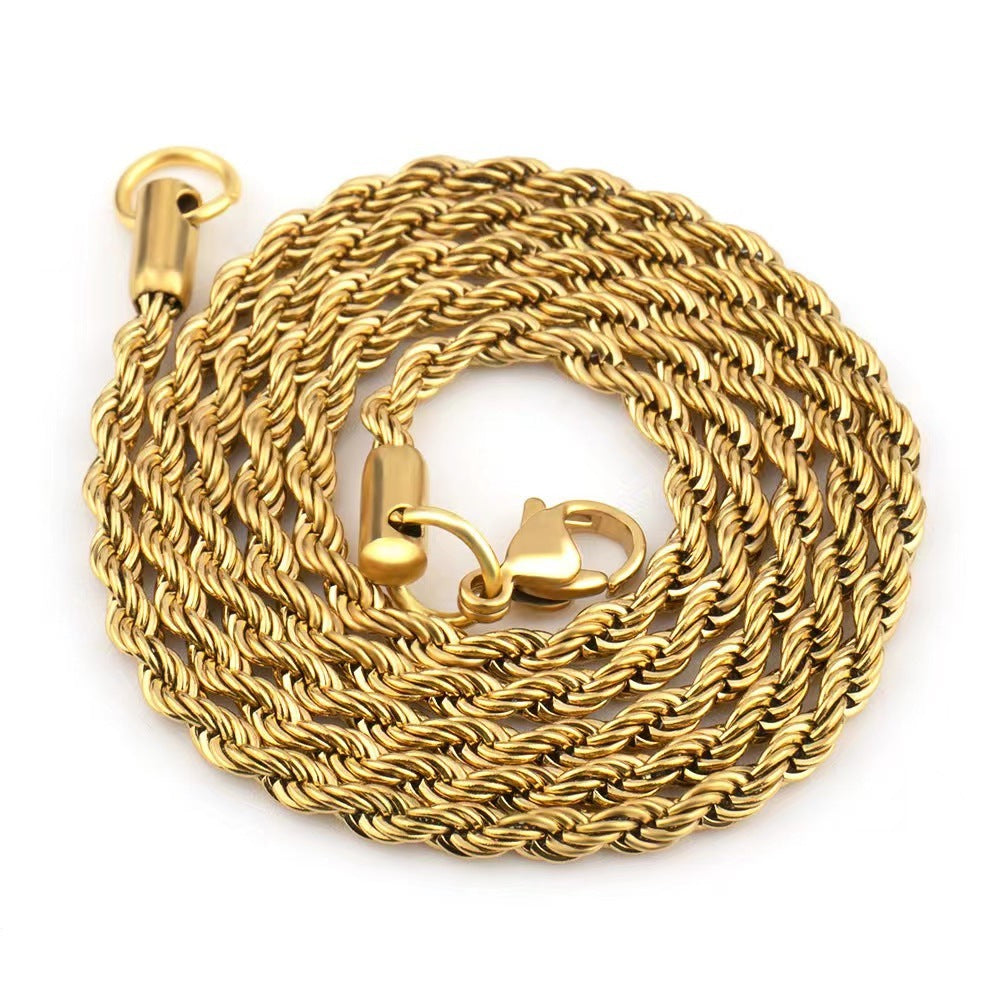 Men's Steel Hemp Flowers Chain Vacuum Color Retention Necklaces