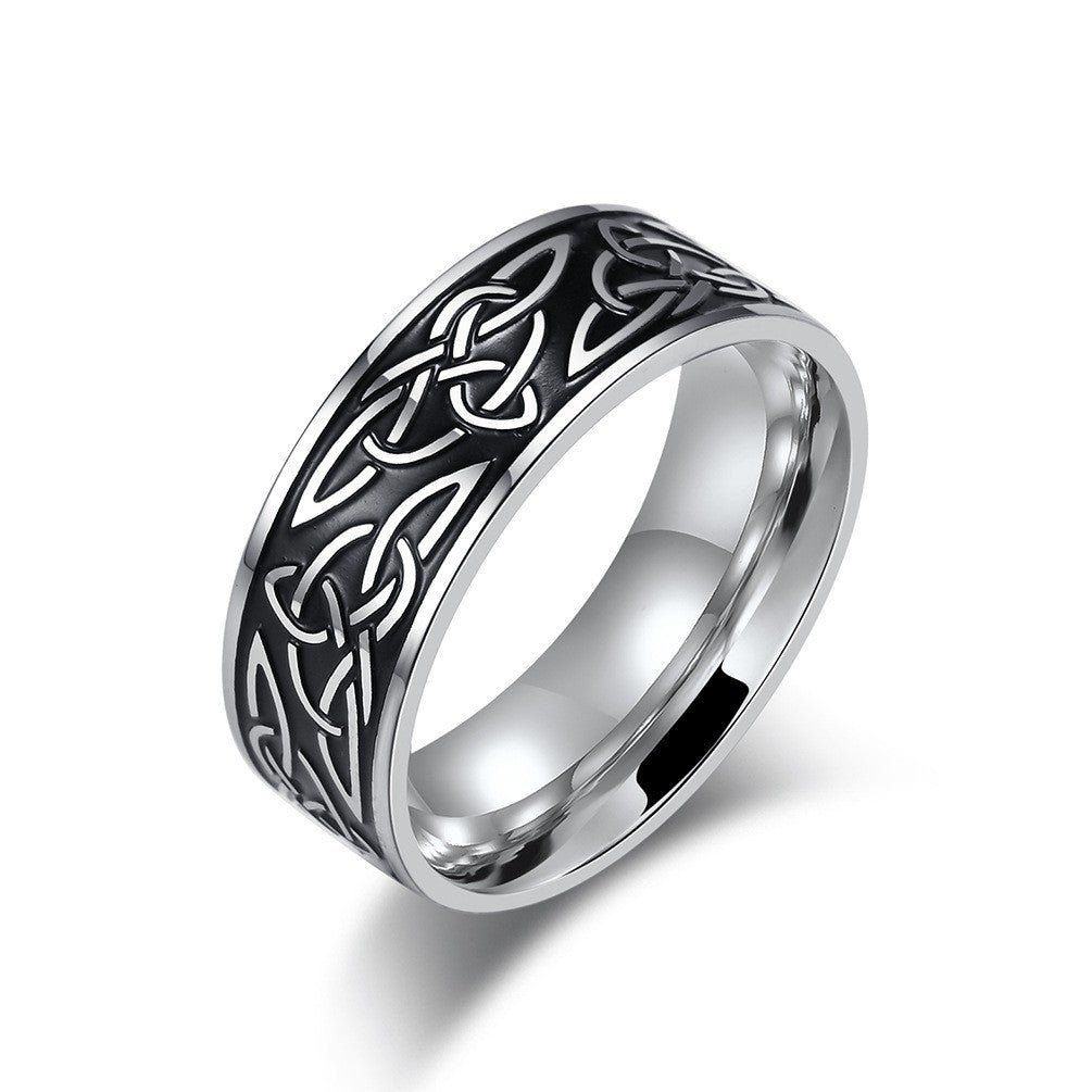 Men's Nordic Celtic Triangle Knot Titanium Steel Stainless Rings
