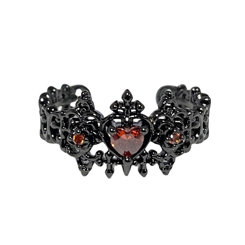 Dark Personality Red Diamond Open Twin Rings