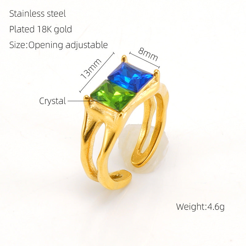 Titanium Steel Luminous Stone Open Female Rings