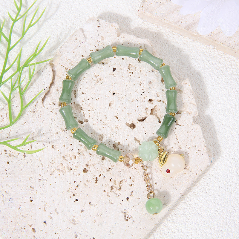 Bamboo Imitation Aventurine Festival High Peace Buckle Jade Bracelets