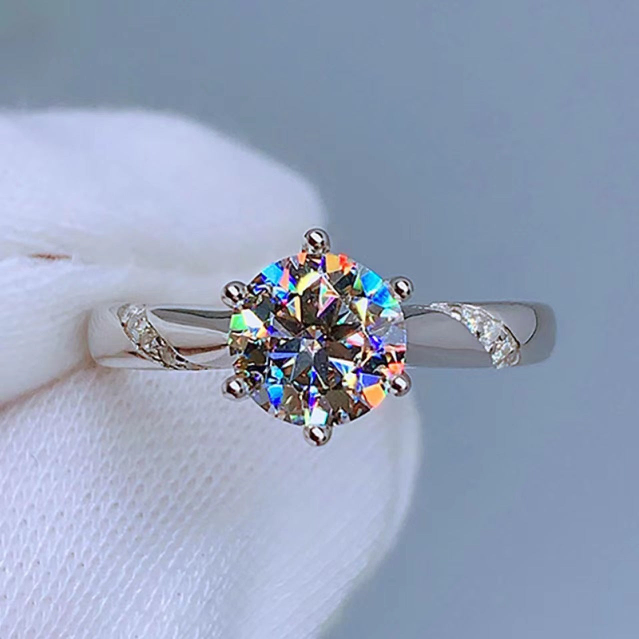 Live Broadcast Sier Moissanite Female Karat Rings