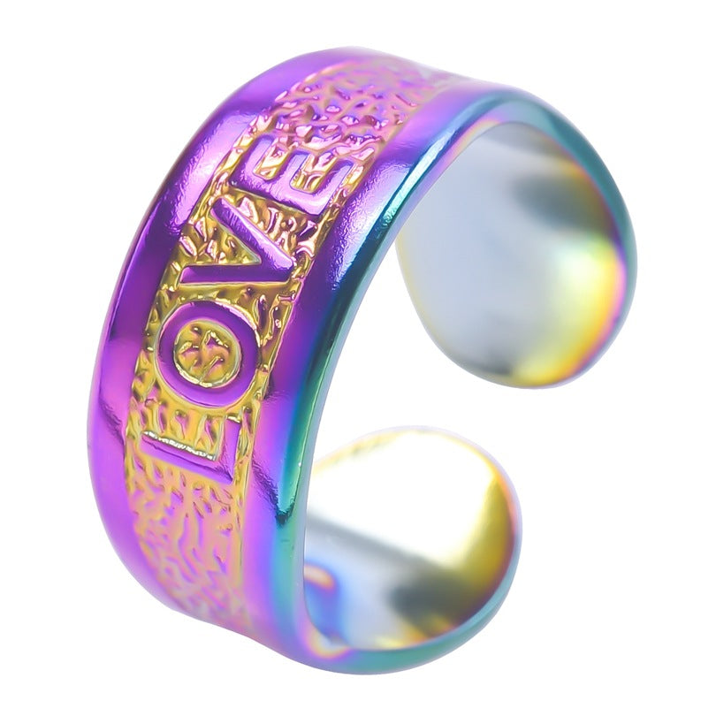 Women's & Men's Colorful Steel Color Opening Adjustable Stainless Rings