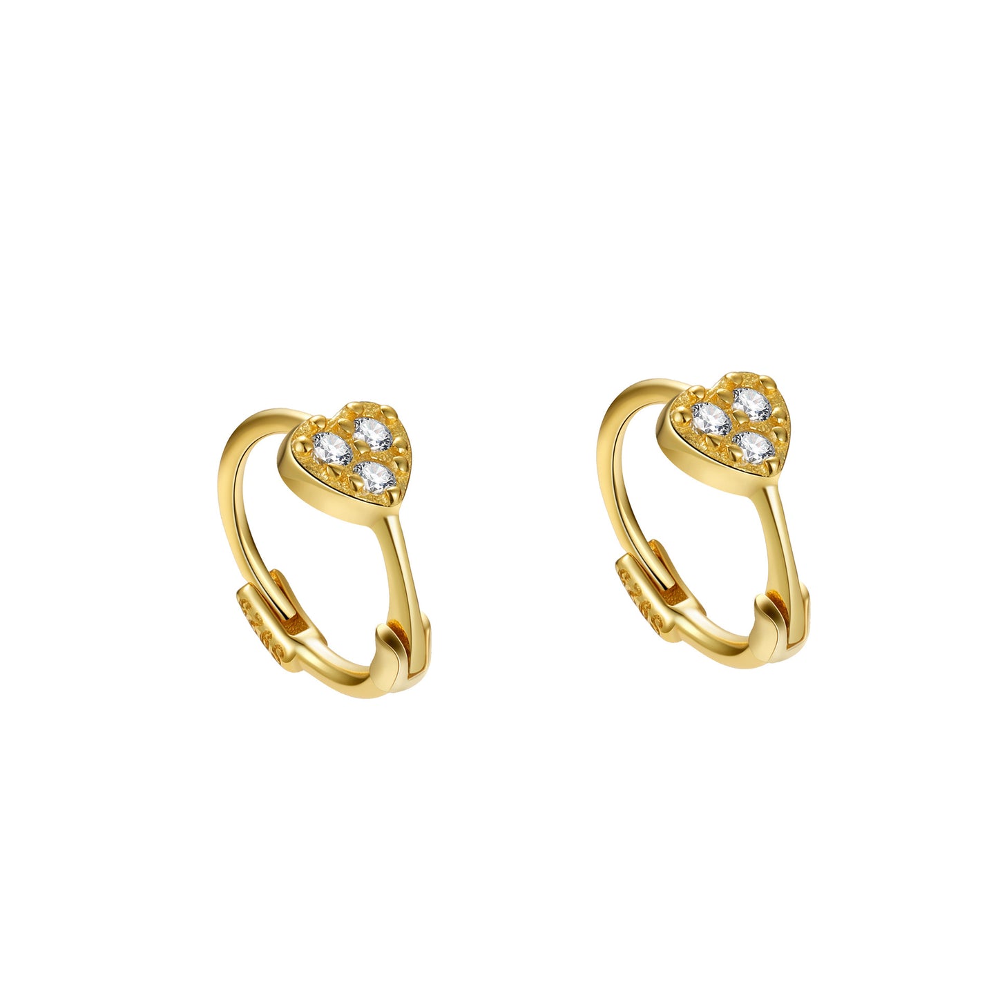Women's Sier Diamond Three Small Heart-shaped Ear Clip Rings