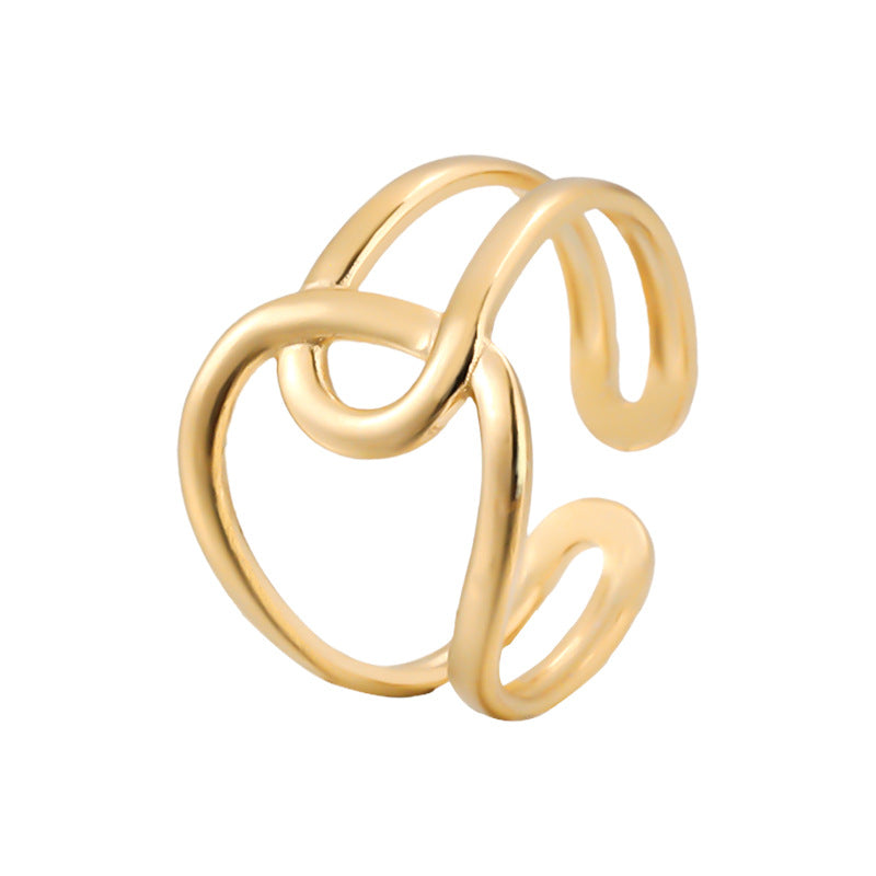 Steel Open-end Female Personality Geometry Stainless Simple Rings