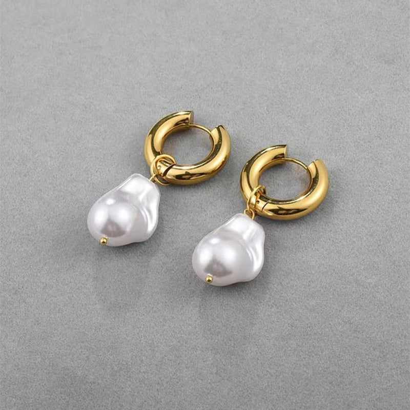 Imitation Pearl Beaded Female Asymmetric Love Earrings
