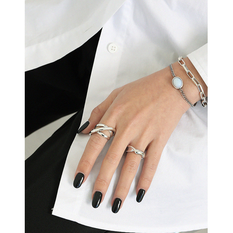 Women's Korean Style Niche Design Retro Distressed Winding Rings