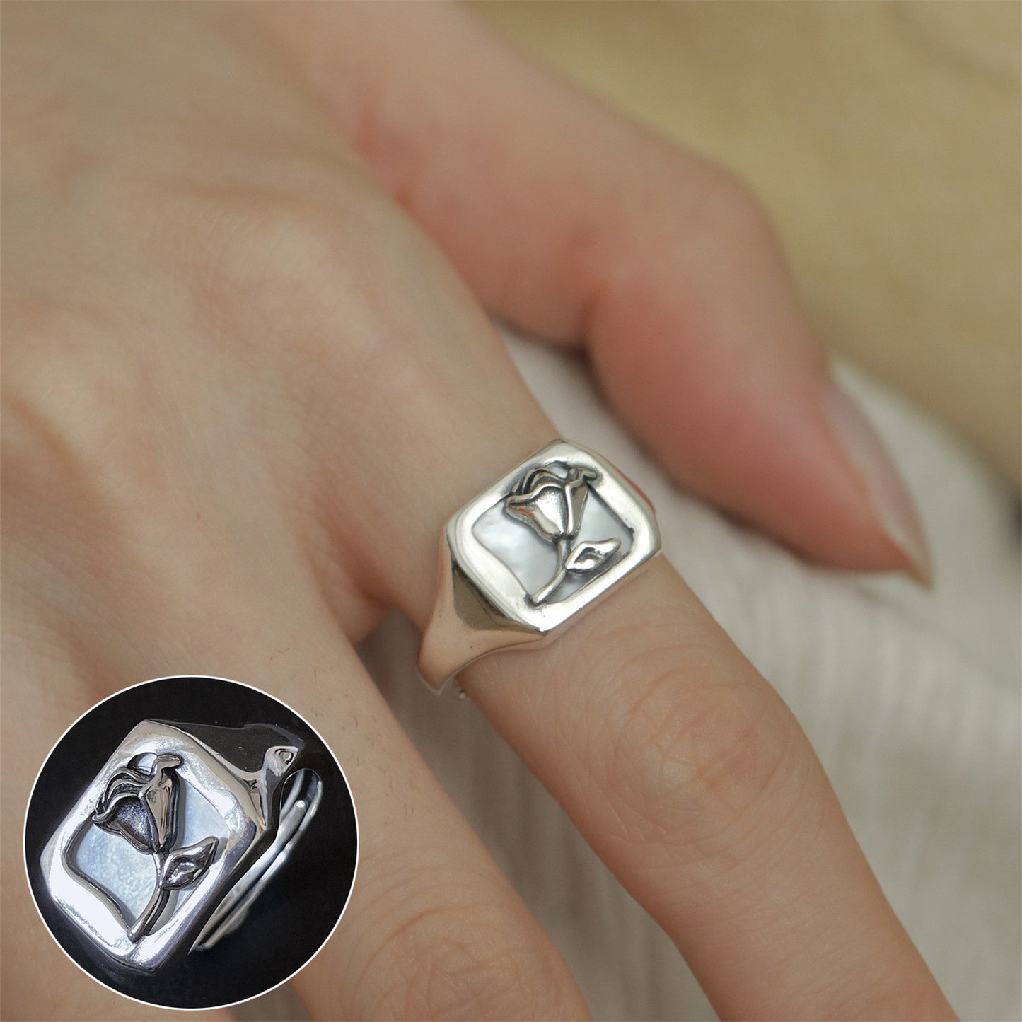 Women's Sugar Retro Fashion Geometry Pattern V-shaped Open Hip Hop Rings