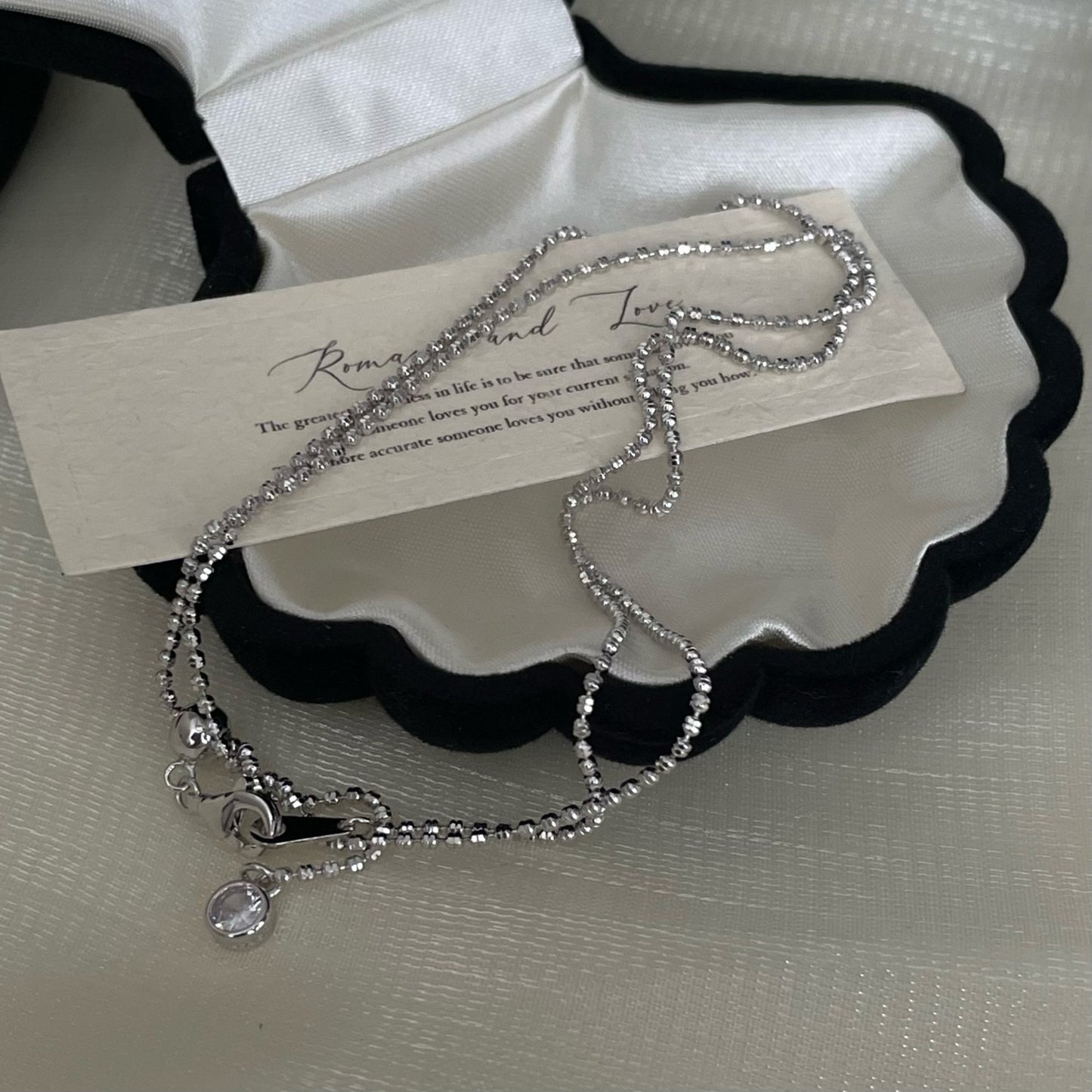 Sier Sparkling Pull Round Beads High Sense Choker Necklaces