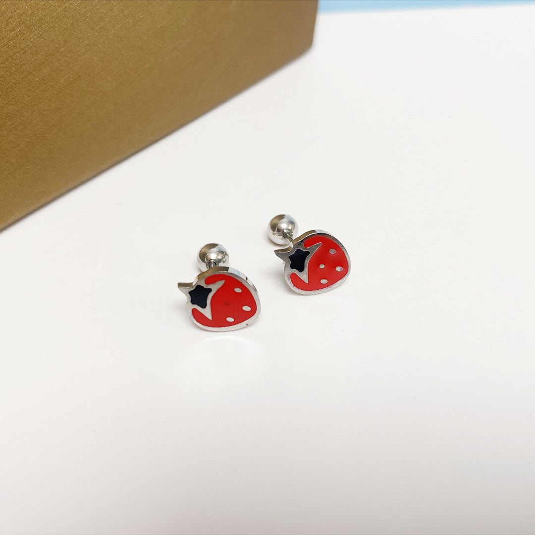 Women's Simple Small Golden Ear Bone Titanium Rings