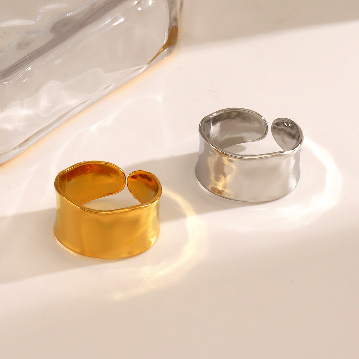 Women's Stainless Steel Simple Temperamental Wide Face Rings