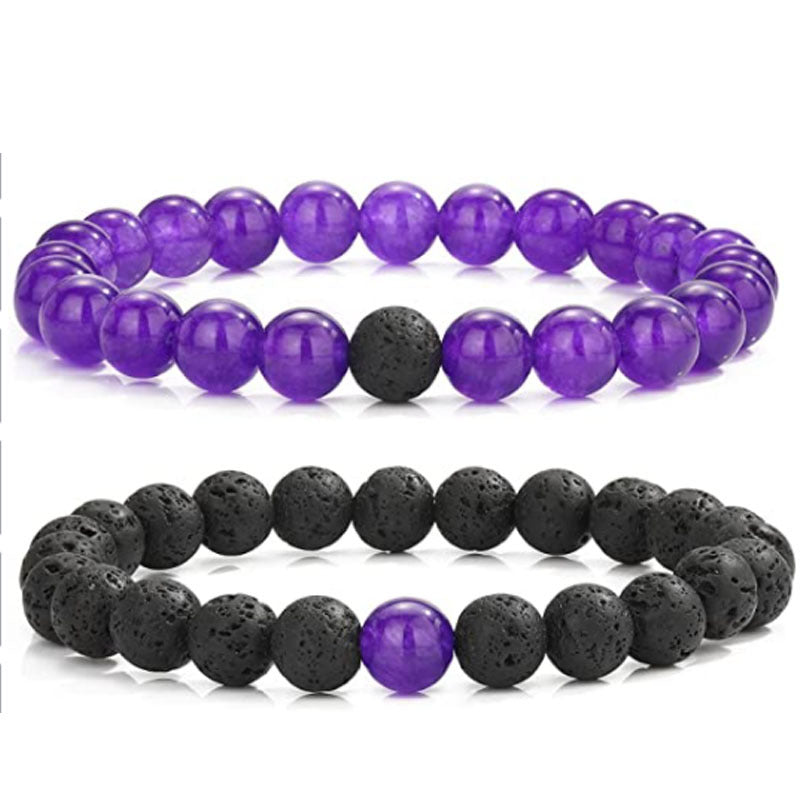 Men's Lava Stone Beads Couple Yellow Tiger Bracelets